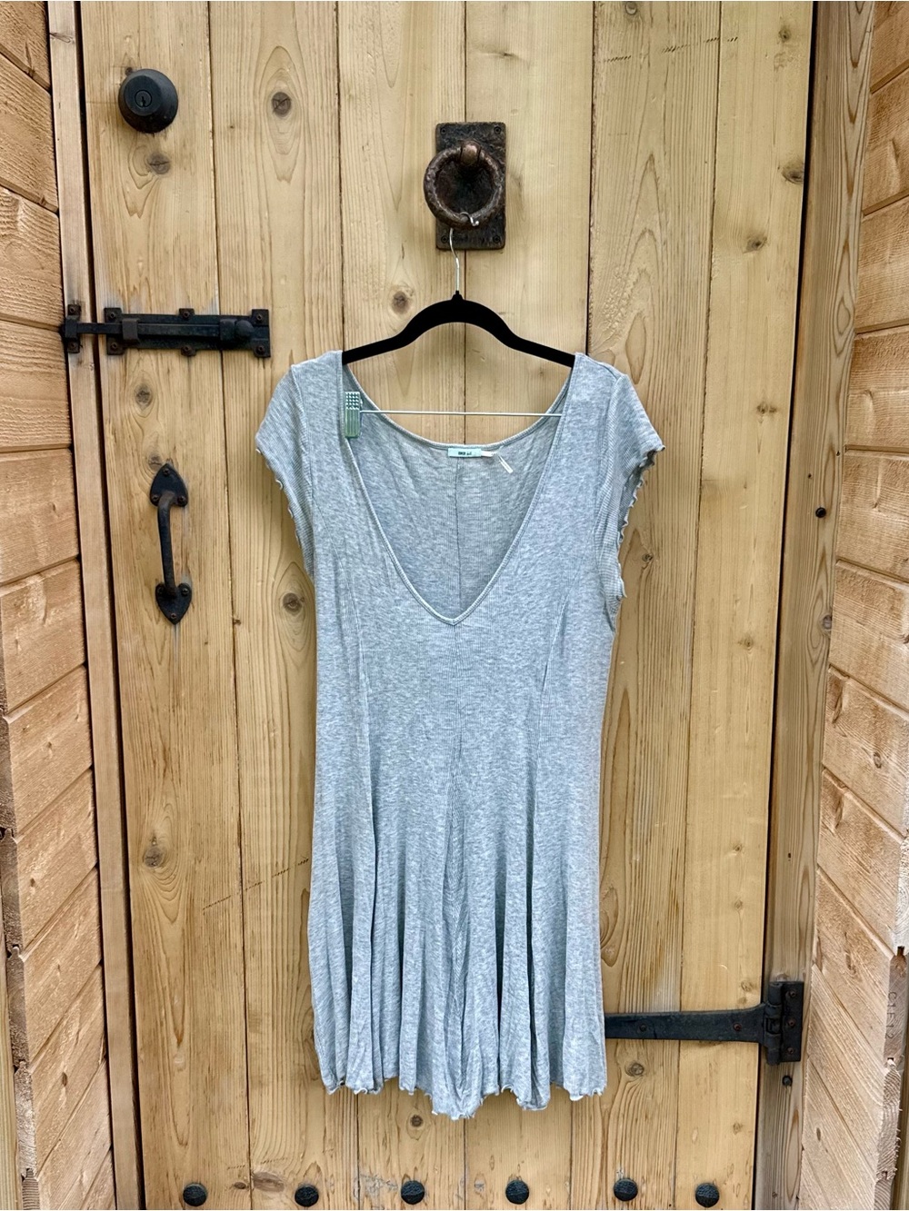 Kimchi Blue -Dress V Neck Swing Dress Light Gray Size Small